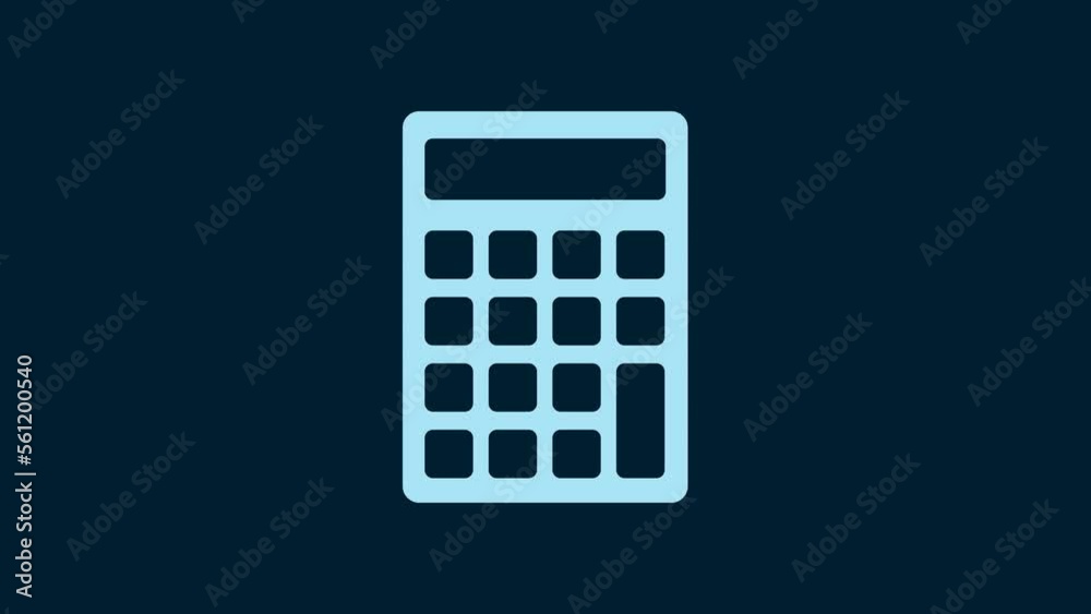 White Calculator icon isolated on blue background. Accounting symbol. Business calculations mathematics education and finance. 4K Video motion graphic animation White Calculator icon isolated on blue background. Accounting symbol. Business calculations mathematics education and finance. 4K Video motion graphic animation