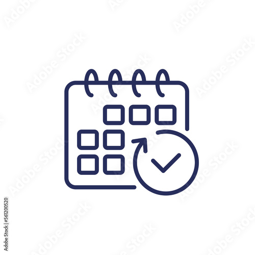 monthly subscription auto-renewal line icon on white