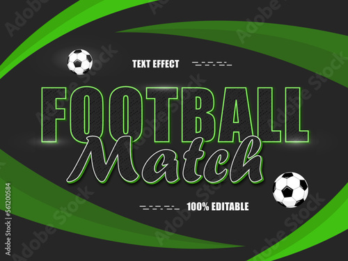Football match editable text effect premium vector