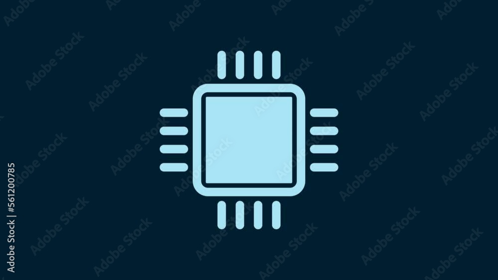White Computer processor with microcircuits CPU icon isolated on blue background. Chip or cpu with circuit board. Micro processor. 4K Video motion graphic animation White Computer processor with microcircuits CPU icon isolated on blue background. Chip or cpu with circuit board. Micro processor. 4K Video motion graphic animation