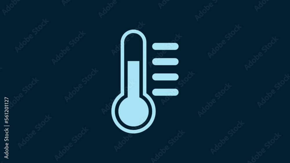 White Thermometer icon isolated on blue background. 4K Video motion graphic animation White Thermometer icon isolated on blue background. 4K Video motion graphic animation