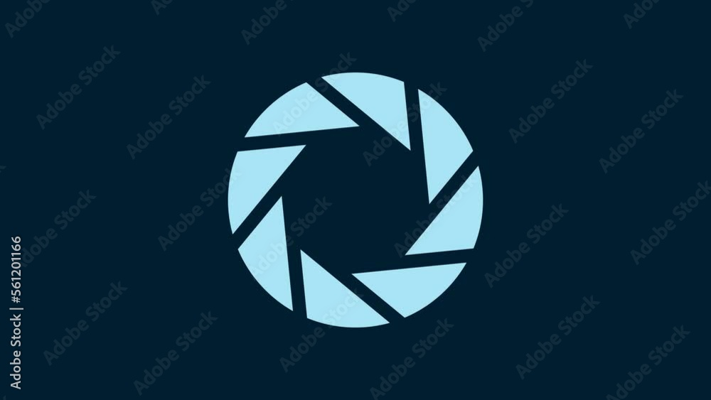 White Camera shutter icon isolated on blue background. 4K Video motion graphic animation White Camera shutter icon isolated on blue background. 4K Video motion graphic animation