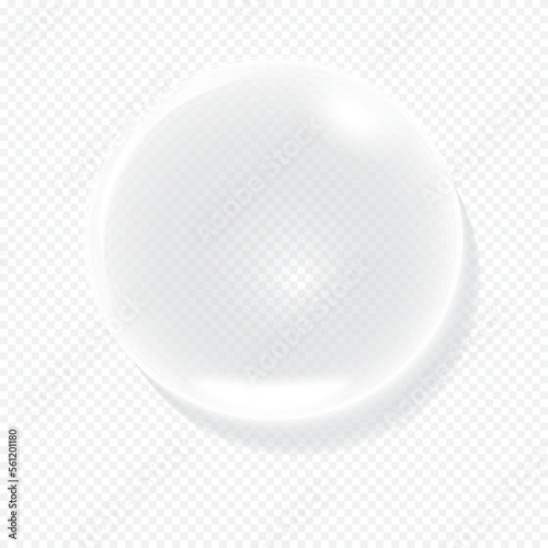 Water drop on transparent background. Glass sphere