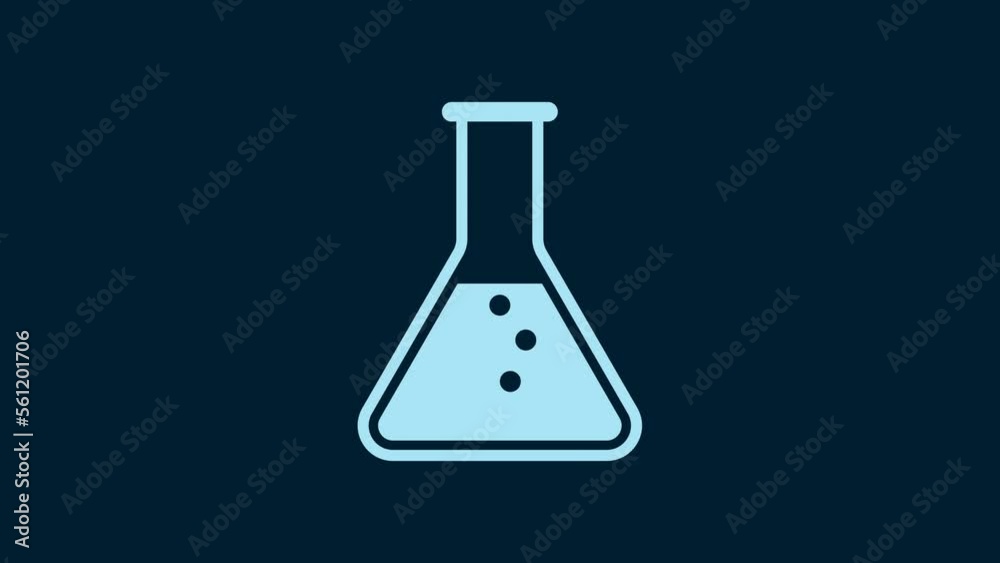 White Test tube and flask - chemical laboratory test icon isolated on blue background. 4K Video motion graphic animation White Test tube and flask - chemical laboratory test icon isolated on blue background. 4K Video motion graphic animation