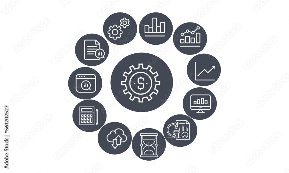 Analytics and Investment Line Icon Set vector design