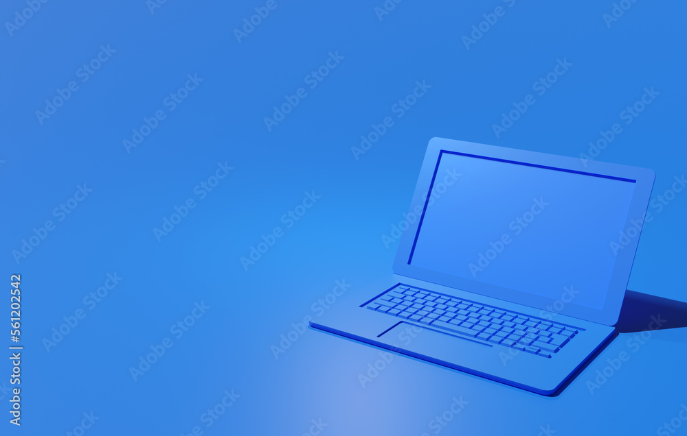 3D illustration of a blue laptop 3D illustration of a blue laptop