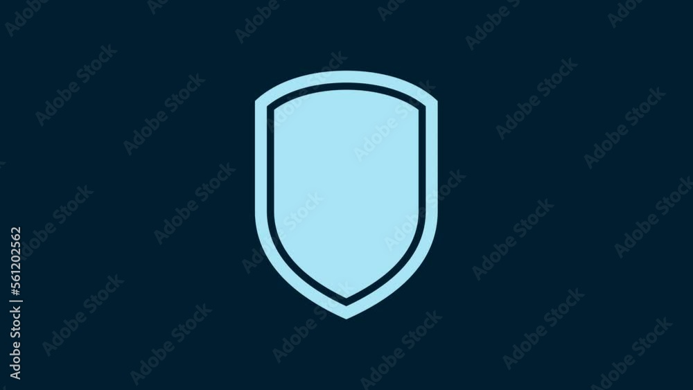 White Shield icon isolated on blue background. Guard sign. 4K Video motion graphic animation White Shield icon isolated on blue background. Guard sign. 4K Video motion graphic animation