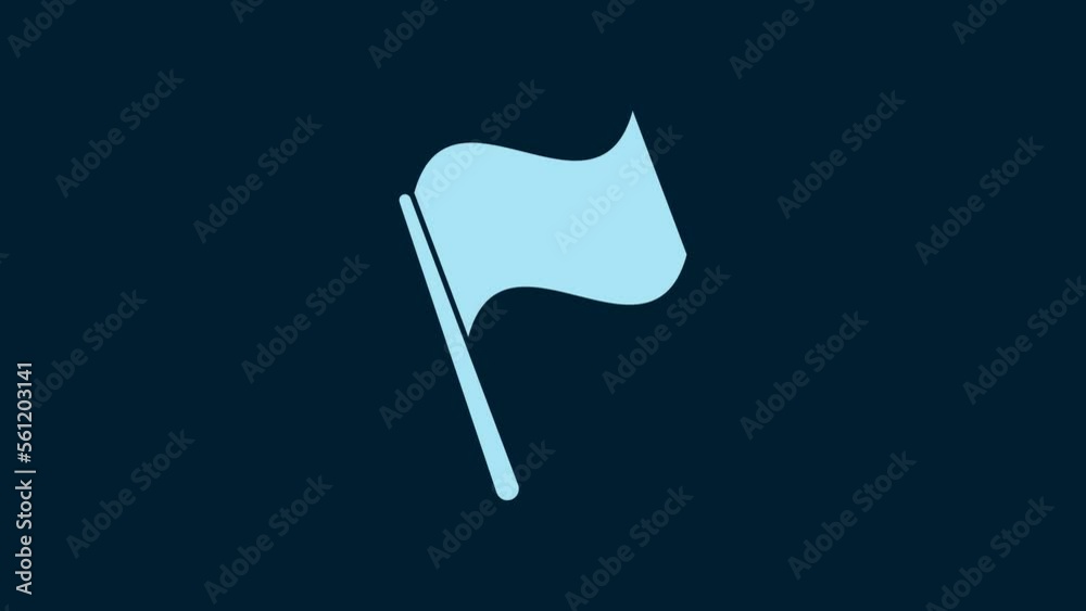 White Flag icon isolated on blue background. 4K Video motion graphic animation White Flag icon isolated on blue background. 4K Video motion graphic animation