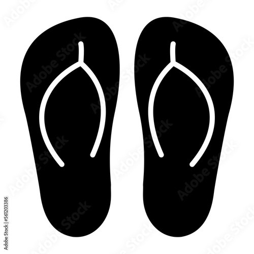 An icon of casual flip flops, beach footwear vector