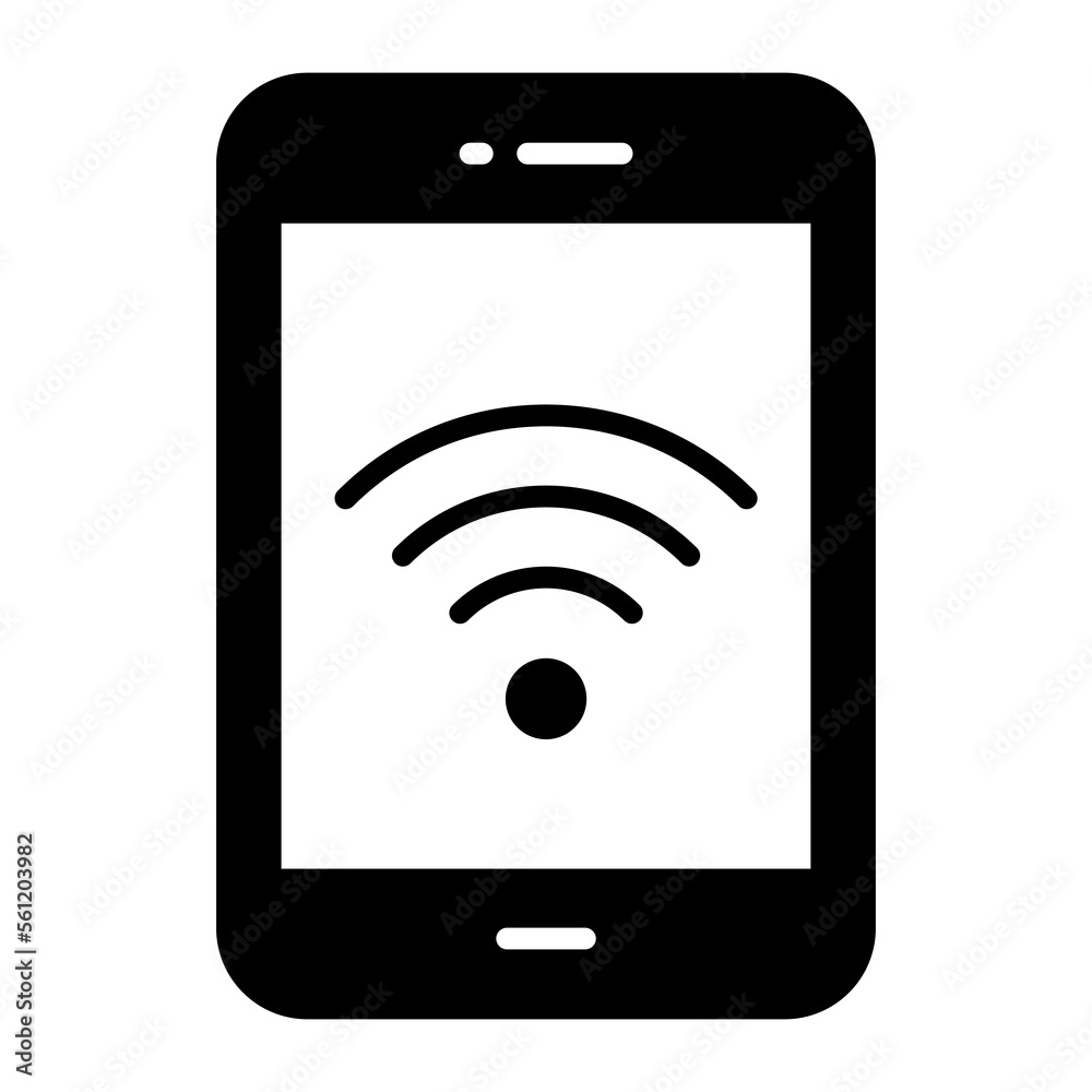 Wifi signals sign inside the mobile concept of mobile wifi Wifi signals sign inside the mobile concept of mobile wifi