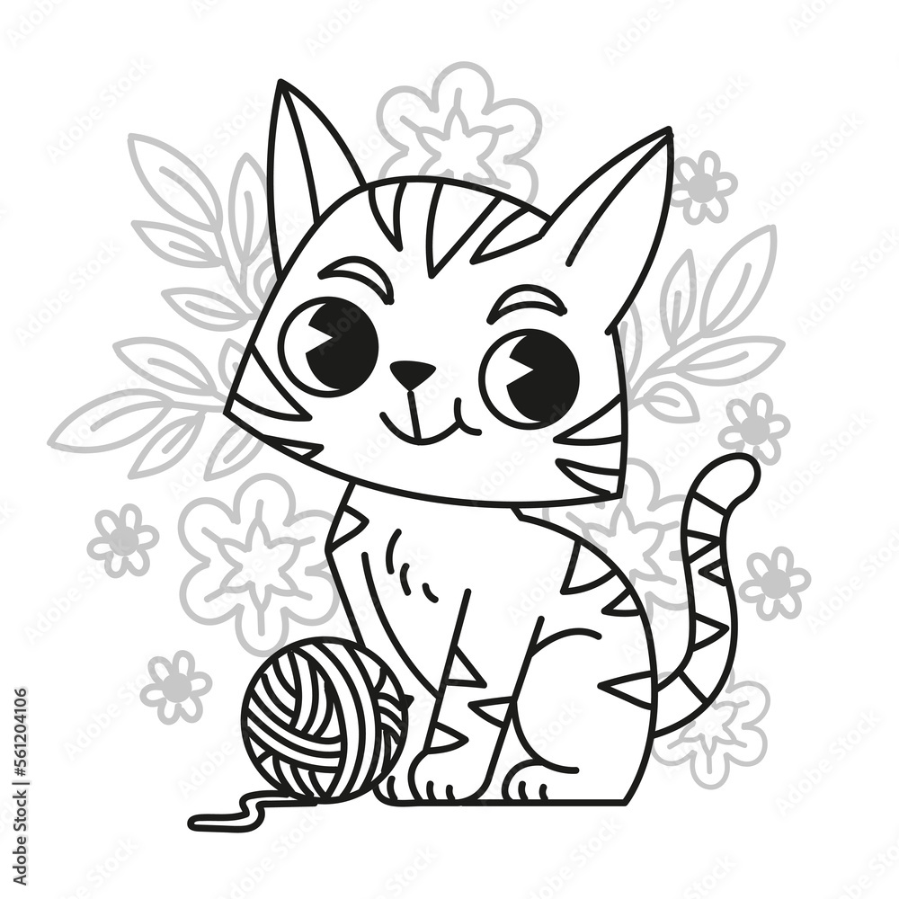Fototapeta premium Hand drawn Flat cat outline