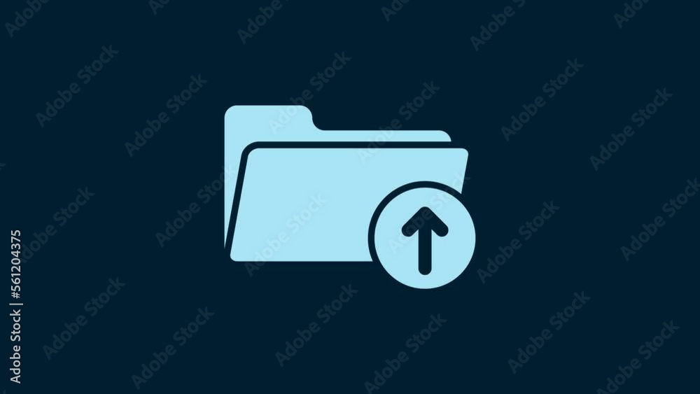 White Download arrow with folder icon isolated on blue background. 4K Video motion graphic animation White Download arrow with folder icon isolated on blue background. 4K Video motion graphic animation