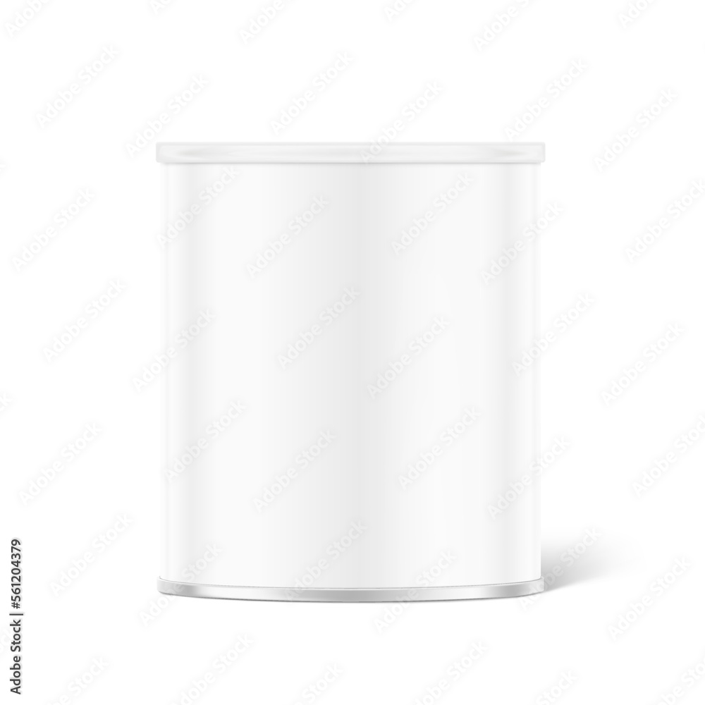 Hight realistic can with plastic cover mockup. Vector illustration isolated on white  background. Easy to use for presentation your product, idea, design. EPS10.	
