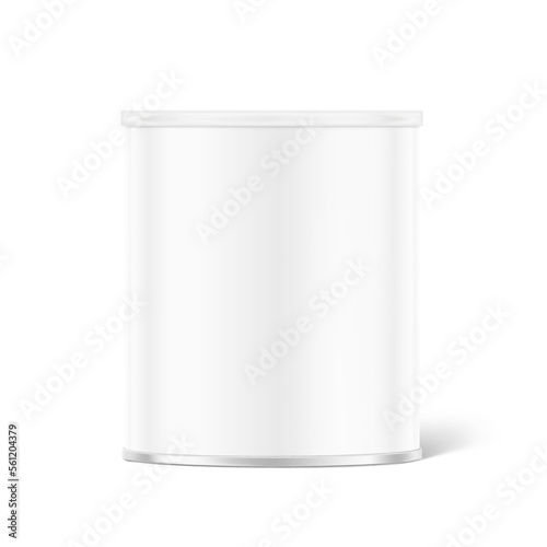 Hight realistic can with plastic cover mockup. Vector illustration isolated on white  background. Easy to use for presentation your product, idea, design. EPS10.	