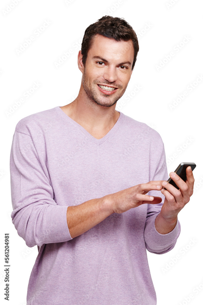 Portrait, man and smartphone for typing, search internet and guy isolated on white studio background. Male, gentleman and phone for communication, connection and social media for chatting and texting Portrait, man and smartphone for typing, search internet and guy isolated on white studio background. Male, gentleman and phone for communication, connection and social media for chatting and texting