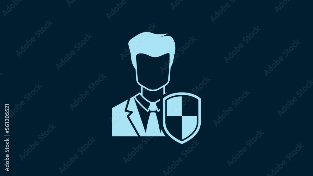 White User protection icon isolated on blue background. Secure user login, password protected, personal data protection, authentication. 4K Video motion graphic animation
