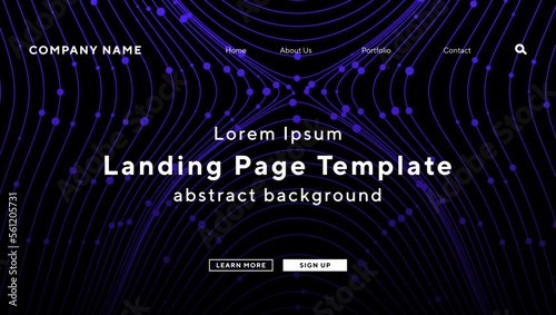 landingpage template wave line with paticle dots radiowave wireless communication theme background for website UI template business Annual reports, flyer, poster, magazine covervector EPS.