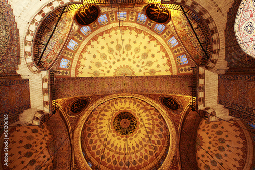 Intricate Art in 7 centuries old Yeni Cami (Mosque) Domes  photo