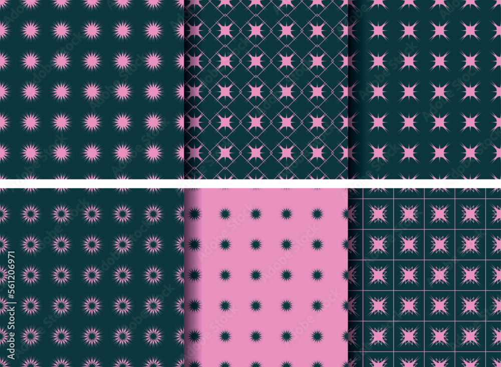 seamless pattern abstract geometric flower pink and dust deep indigo colors vector seamless pattern abstract geometric flower pink and dust deep indigo colors vector