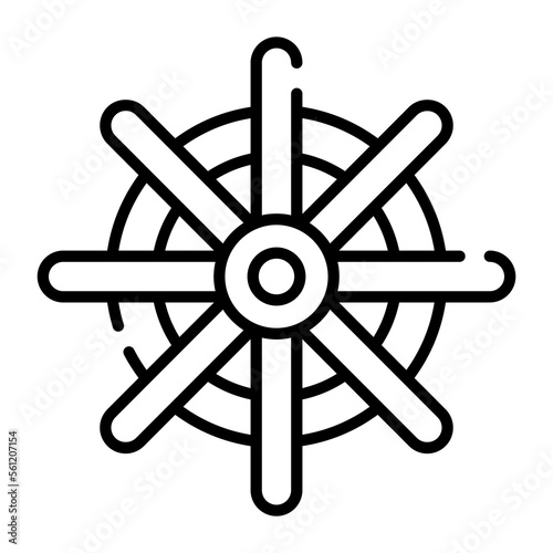 An amazing icon of ship rudder, creative design vector of boat steering