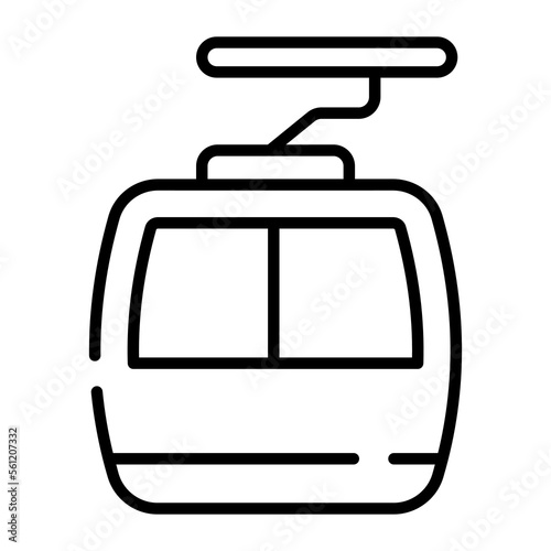 An icon of cable car showing concept of adventure, cable transport vector