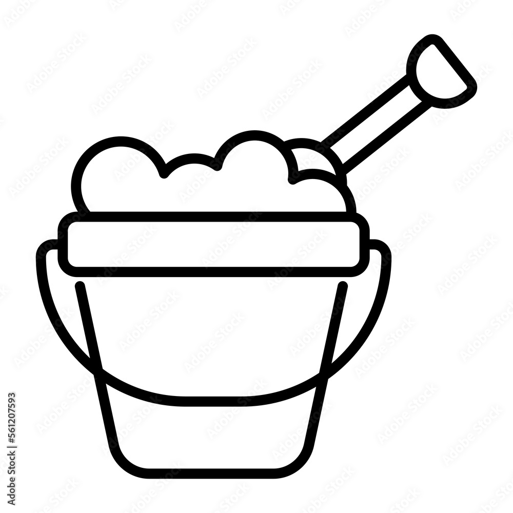A beautiful icon of sand pail, vector design of sand bucket A beautiful icon of sand pail, vector design of sand bucket