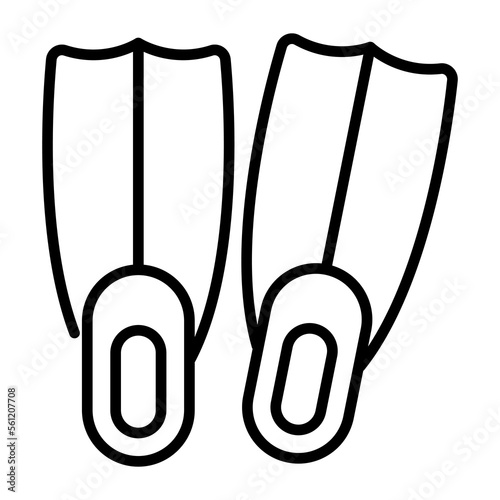Vector of swim fins in trendy style, icon of diving fins