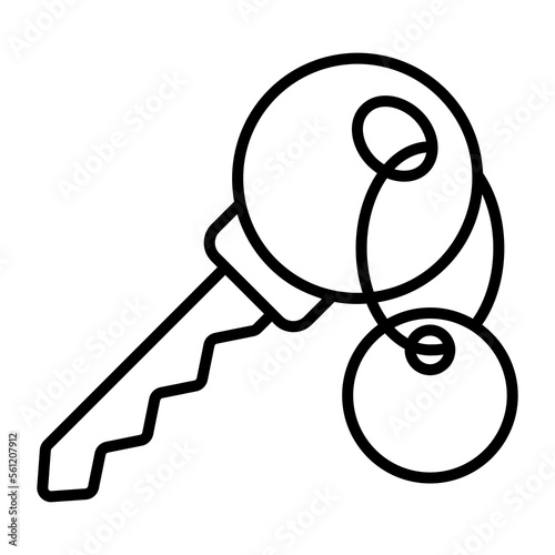 An icon of room key, keyring attached to key editable vector