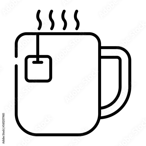 A cup o tea with teabag, teacup vector for premium use