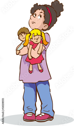 arrogant girl cartoon vector  illustration
