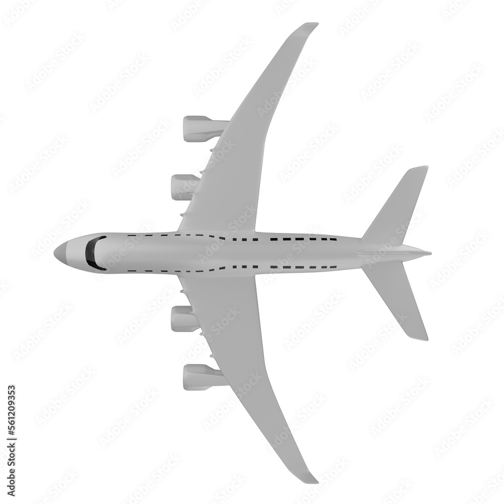 Flying airplane.3D rendering