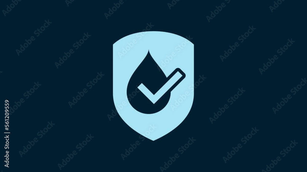 White Waterproof icon isolated on blue background. Water resistant or liquid protection concept. 4K Video motion graphic animation White Waterproof icon isolated on blue background. Water resistant or liquid protection concept. 4K Video motion graphic animation