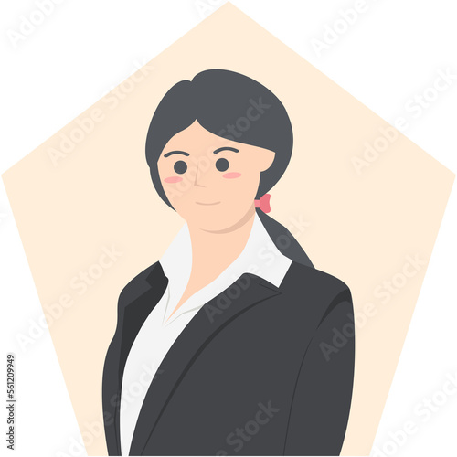 Professional Business Women Employment Avatar Hair Tied Character