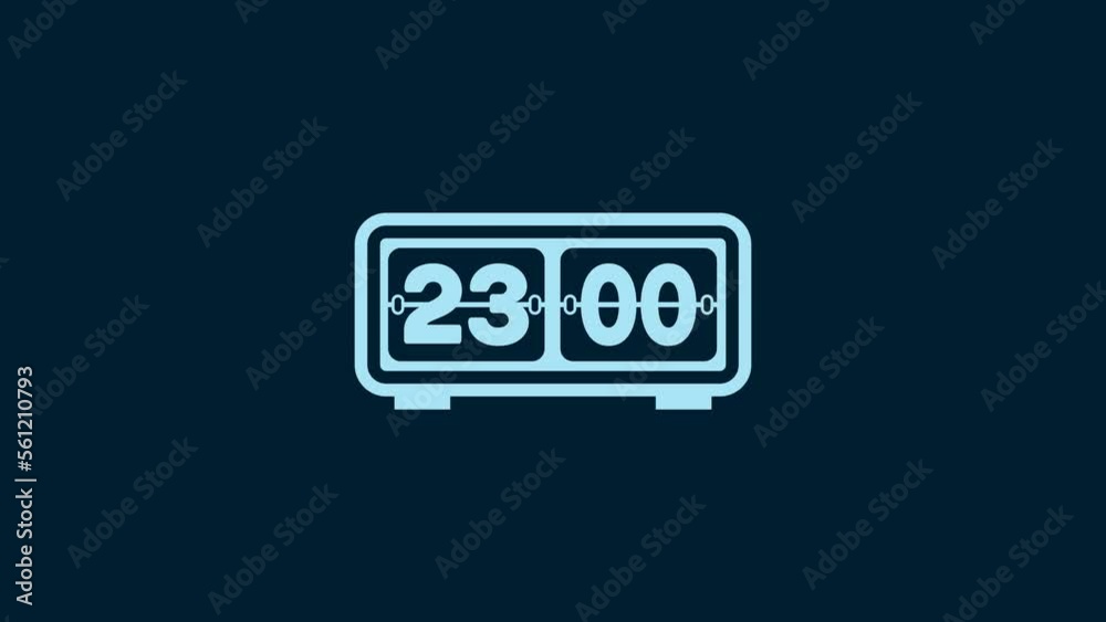 White Retro flip clock icon isolated on blue background. Wall flap clock, number counter template, all digits with flips. 4K Video motion graphic animation White Retro flip clock icon isolated on blue background. Wall flap clock, number counter template, all digits with flips. 4K Video motion graphic animation