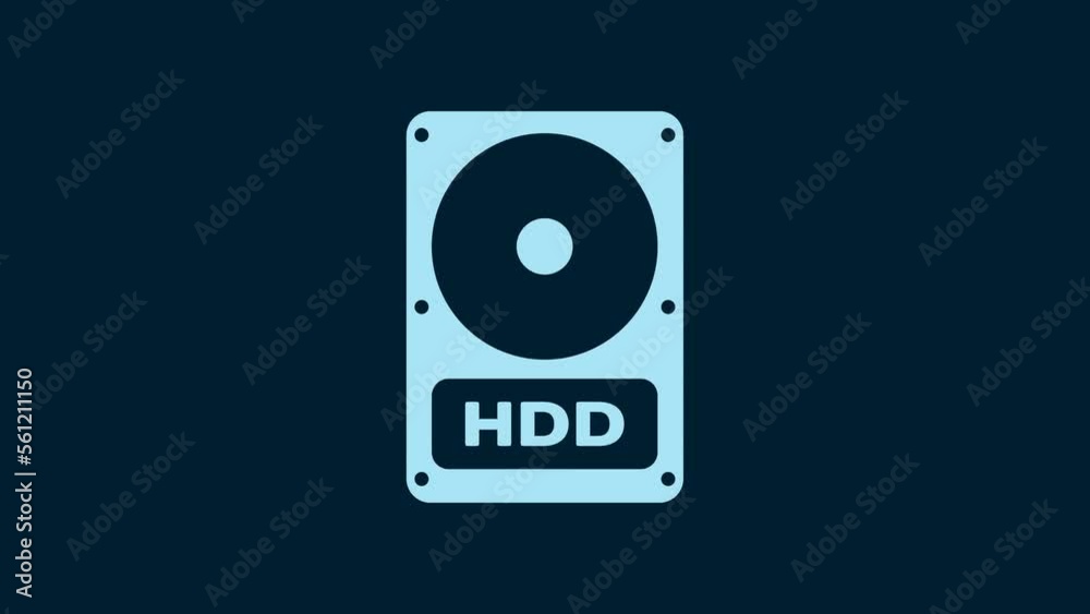 White Hard disk drive HDD icon isolated on blue background. 4K Video motion graphic animation White Hard disk drive HDD icon isolated on blue background. 4K Video motion graphic animation