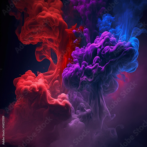 Dramatic Red and Blue Smoke and Fog