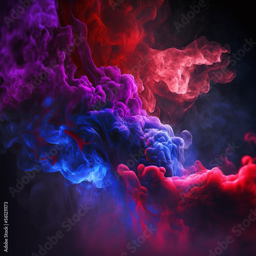 Dramatic Red and Blue Smoke and Fog