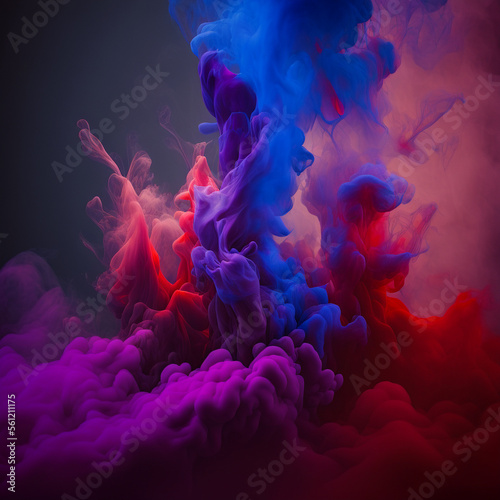 Dramatic Red and Blue Smoke and Fog