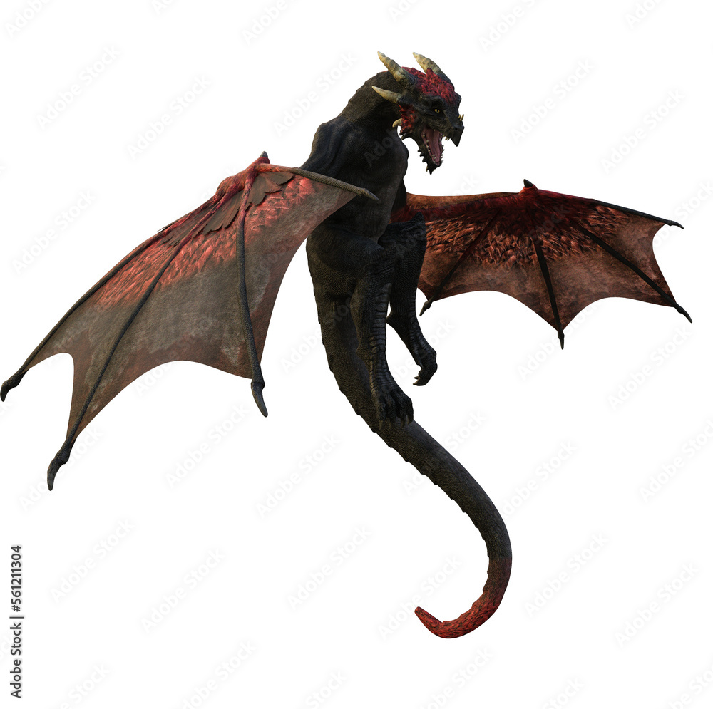 Naklejka premium red dragon wyvern 3d render