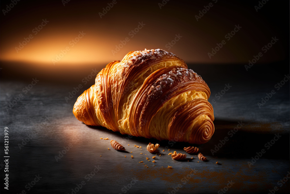 croissant on a Black wooden table professional food photography croissant on a Black wooden table professional food photography