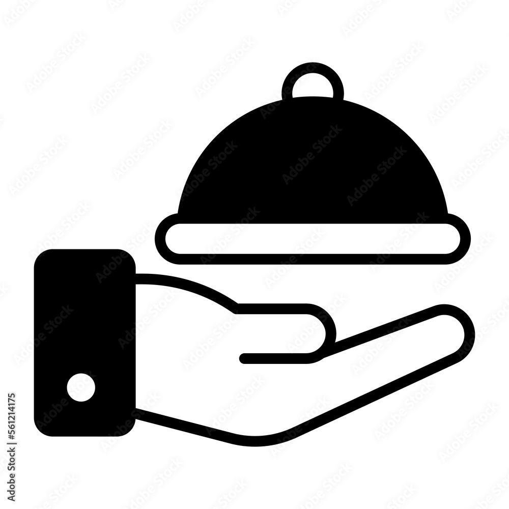 A hand holding food tray concept of food service A hand holding food tray concept of food service