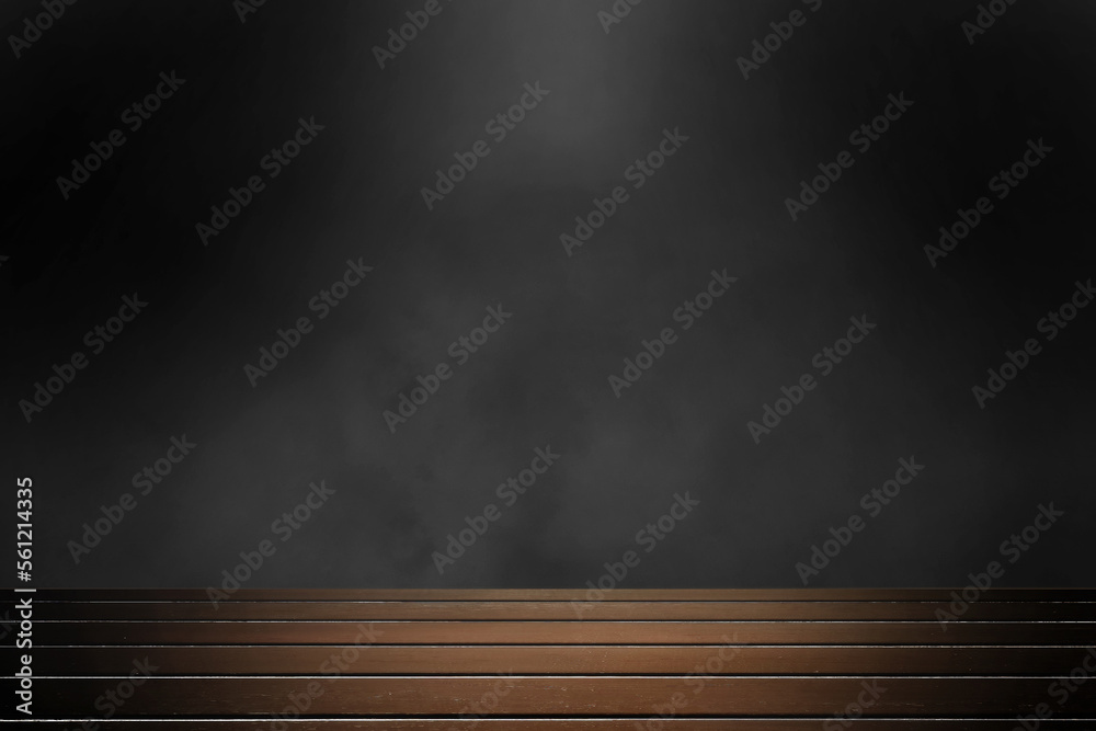 empty brown wooden table with smoke float up on dark the background use as backdrop for product display. perspective wooden floor table. studio background for advertising, business concept. empty brown wooden table with smoke float up on dark the background use as backdrop for product display. perspective wooden floor table. studio background for advertising, business concept.