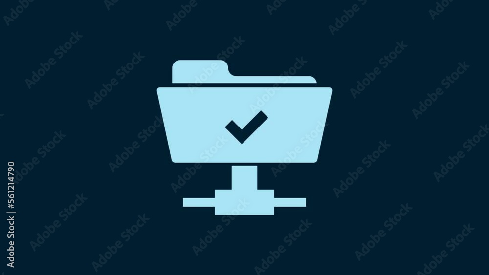 White FTP operation successful icon isolated on blue background. Software update, transfer protocol, teamwork tool management, copy process. 4K Video motion graphic animation White FTP operation successful icon isolated on blue background. Software update, transfer protocol, teamwork tool management, copy process. 4K Video motion graphic animation