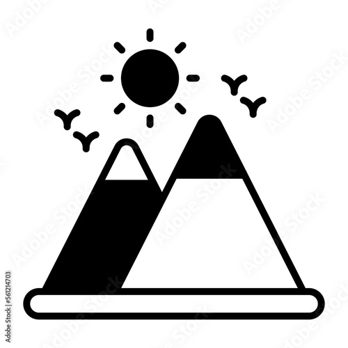 Beautiful landscape vector, hill station icon in trendy style