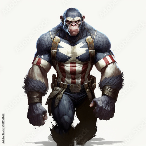 Canvas Print Captain America and Chimpanzee