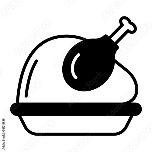An icon of roasted chicken turkey, vector design of chicken bbq in trendy style