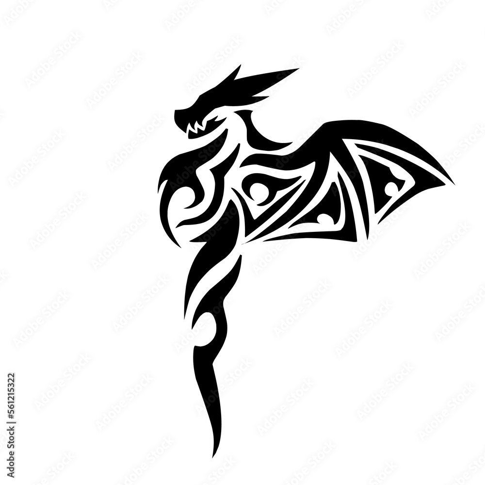 Obraz premium dragon tribal design with wings for hand tattoos