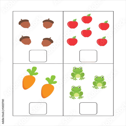 Counting Game for Preschool Children. Educational mathematical game. Count how many space objects and write the result. Puzzle math task for kindergarten teach. Homework study. Home schooling.