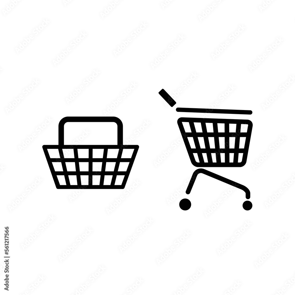 Shopping basket and cart icons vector set. Add to cart, add to basket, shopping icons set vector. Ecommerce buttons.