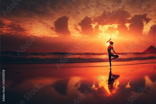 yoga on the beach, ai generated